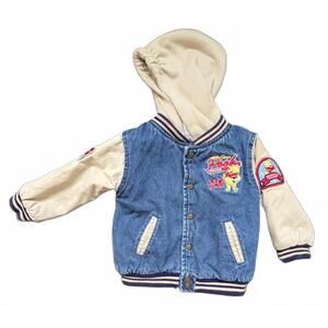 VTG Disney Kids Denim Embroidered Letterman Jacket - 2T